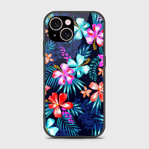 iPhone 15 Cover- Floral Series - HQ Ultra Shine Premium Infinity Glass Soft Silicon Borders Case