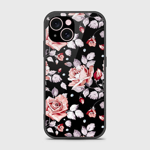 iPhone 15 Cover- Floral Series - HQ Ultra Shine Premium Infinity Glass Soft Silicon Borders Case