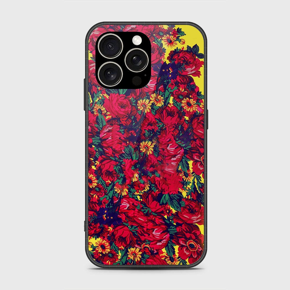 iPhone 15 Pro Cover- Floral Series - HQ Ultra Shine Premium Infinity Glass Soft Silicon Borders Case