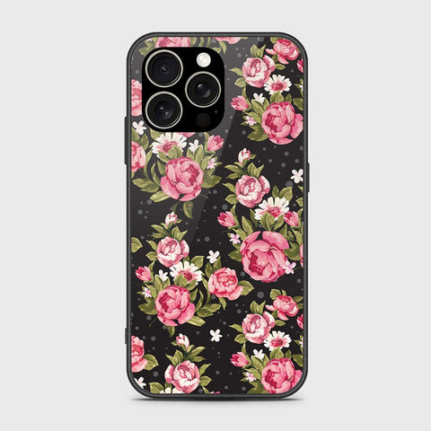 iPhone 15 Pro Max Cover- Floral Series - HQ Ultra Shine Premium Infinity Glass Soft Silicon Borders Case