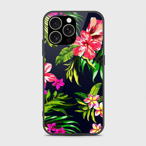 iPhone 15 Pro Cover- Floral Series - HQ Ultra Shine Premium Infinity Glass Soft Silicon Borders Case