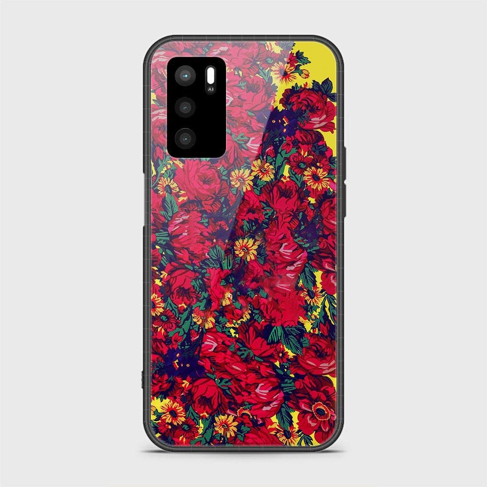 Oppo A16 Cover- Floral Series - HQ Ultra Shine Premium Infinity Glass Soft Silicon Borders Case