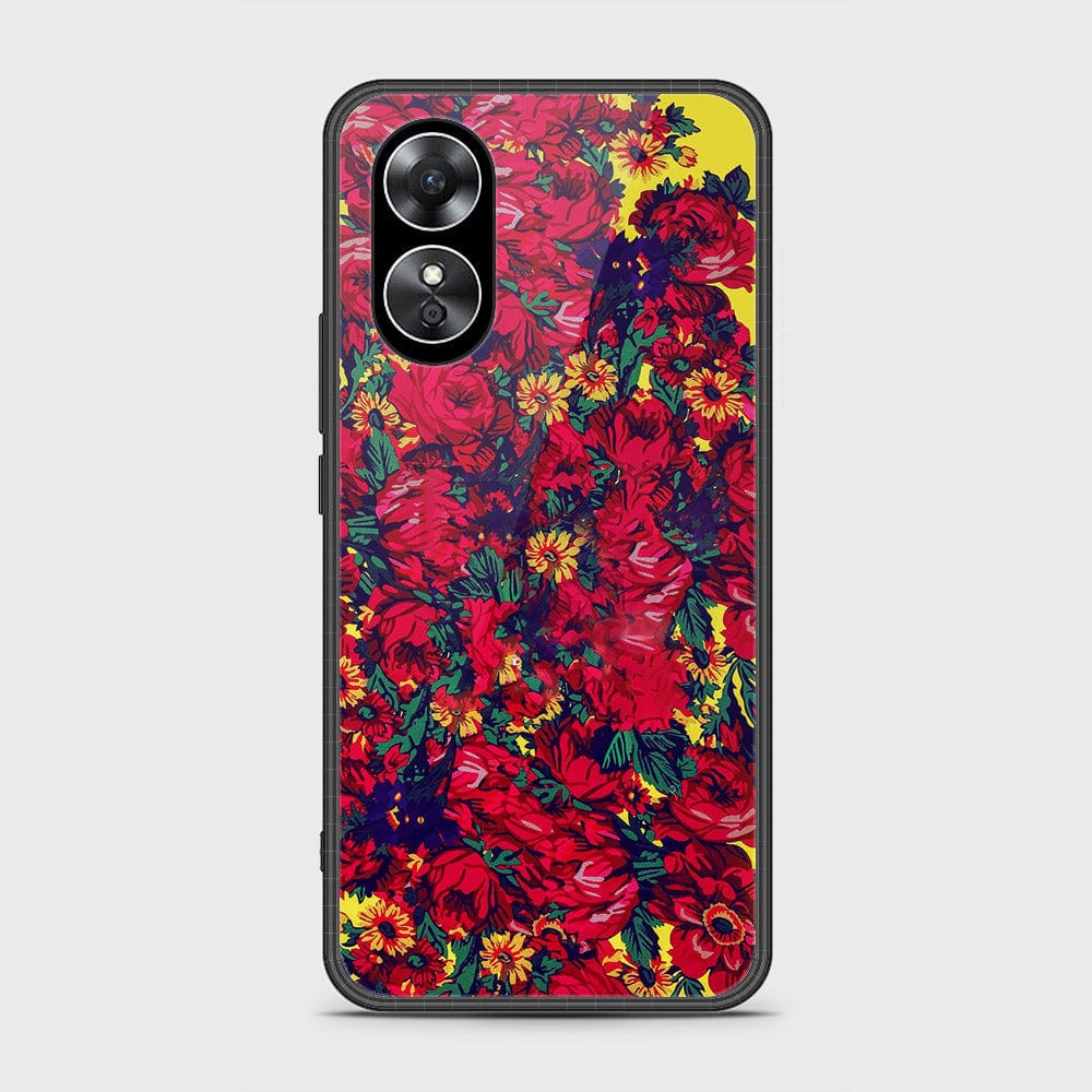 Oppo A17k Cover- Floral Series - HQ Ultra Shine Premium Infinity Glass Soft Silicon Borders Case