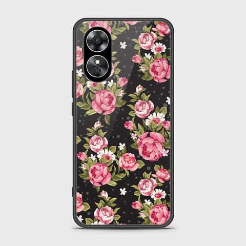 Oppo A17k Cover- Floral Series - HQ Ultra Shine Premium Infinity Glass Soft Silicon Borders Case