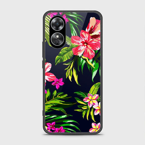 Oppo A17k Cover- Floral Series - HQ Ultra Shine Premium Infinity Glass Soft Silicon Borders Case