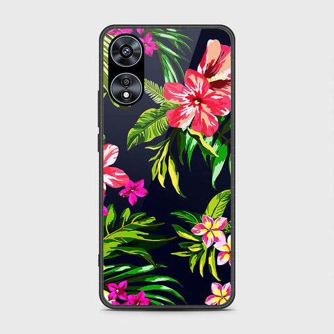 Oppo A58 4G Cover- Floral Series - HQ Ultra Shine Premium Infinity Glass Soft Silicon Borders Case