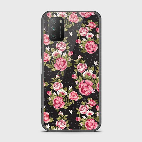 Xiaomi Redmi 9T Cover - Floral Series - HQ Ultra Shine Premium Infinity Glass Soft Silicon Borders Case