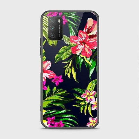 Xiaomi Redmi 9T Cover - Floral Series - HQ Ultra Shine Premium Infinity Glass Soft Silicon Borders Case