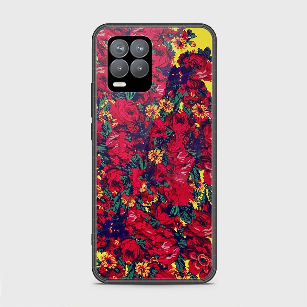 Realme 8 Cover - Floral Series - HQ Ultra Shine Premium Infinity Glass Soft Silicon Borders Case