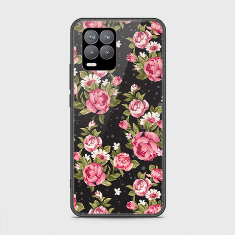 Realme 8 Cover - Floral Series - HQ Ultra Shine Premium Infinity Glass Soft Silicon Borders Case