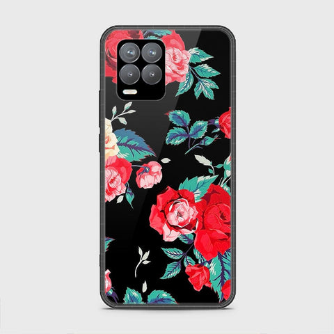 Realme 8 Cover - Floral Series - HQ Ultra Shine Premium Infinity Glass Soft Silicon Borders Case