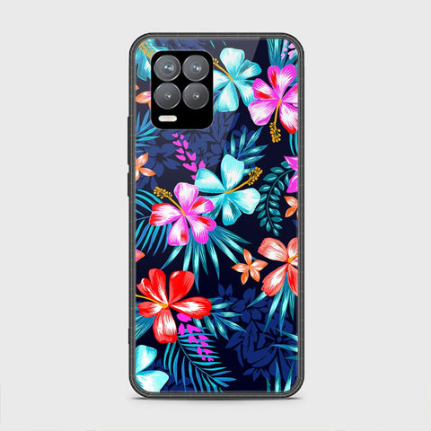 Realme 8 Cover - Floral Series - HQ Ultra Shine Premium Infinity Glass Soft Silicon Borders Case