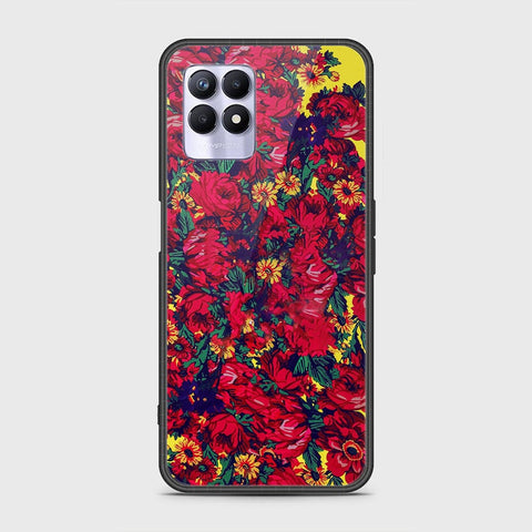 Realme 8i Cover - Floral Series - HQ Ultra Shine Premium Infinity Glass Soft Silicon Borders Case