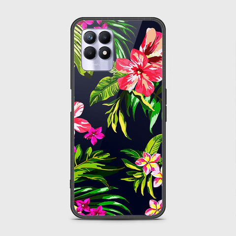 Realme 8i Cover - Floral Series - HQ Ultra Shine Premium Infinity Glass Soft Silicon Borders Case