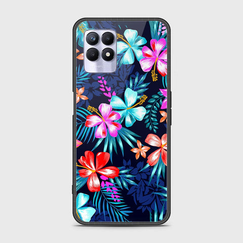 Realme 8i Cover - Floral Series - HQ Ultra Shine Premium Infinity Glass Soft Silicon Borders Case