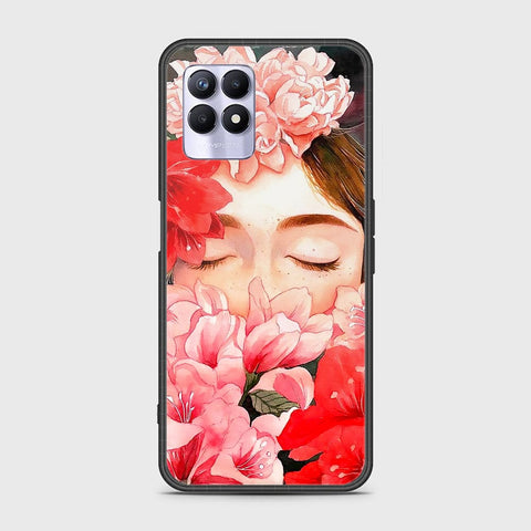 Realme 8i Cover - Floral Series - HQ Ultra Shine Premium Infinity Glass Soft Silicon Borders Case