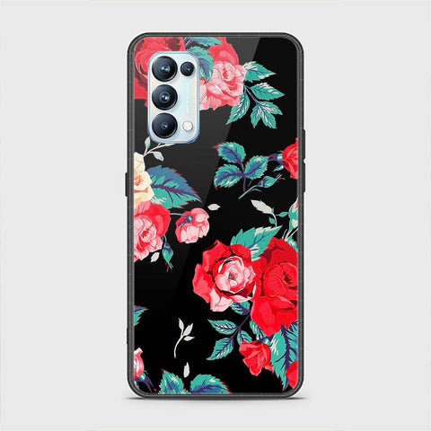 Oppo Reno 5 Pro 5G Cover - Floral Series - HQ Ultra Shine Premium Infinity Glass Soft Silicon Borders Case