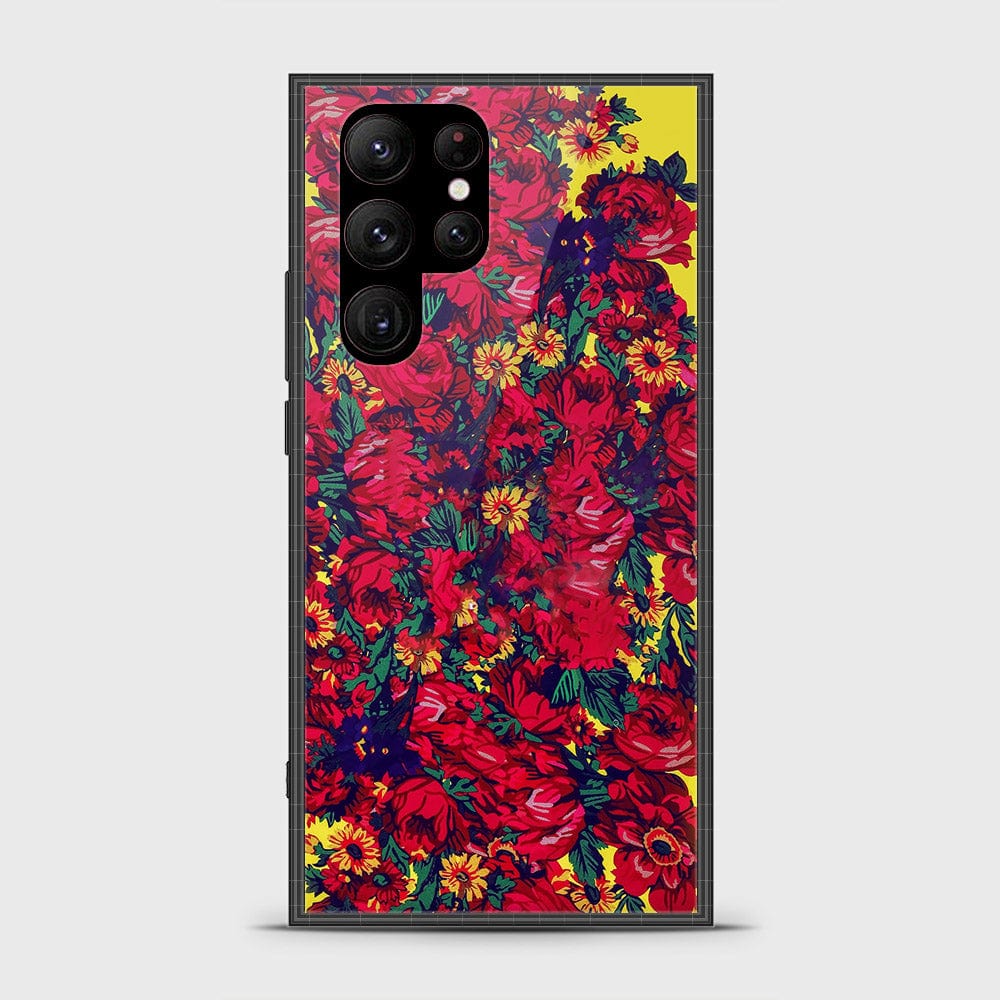 Samsung Galaxy S23 Ultra 5G Cover- Floral Series - HQ Ultra Shine Premium Infinity Glass Soft Silicon Borders Case