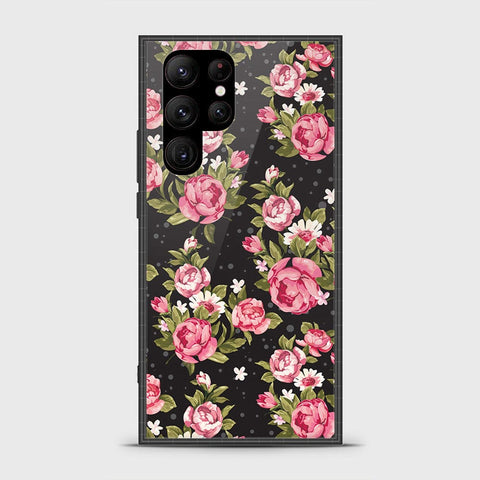 Samsung Galaxy S23 Ultra 5G Cover- Floral Series - HQ Ultra Shine Premium Infinity Glass Soft Silicon Borders Case