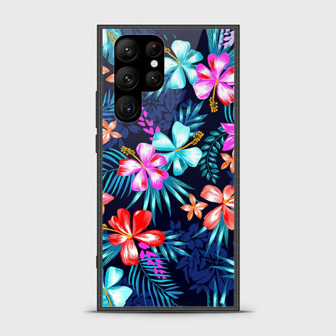 Samsung Galaxy S23 Ultra 5G Cover- Floral Series - HQ Ultra Shine Premium Infinity Glass Soft Silicon Borders Case