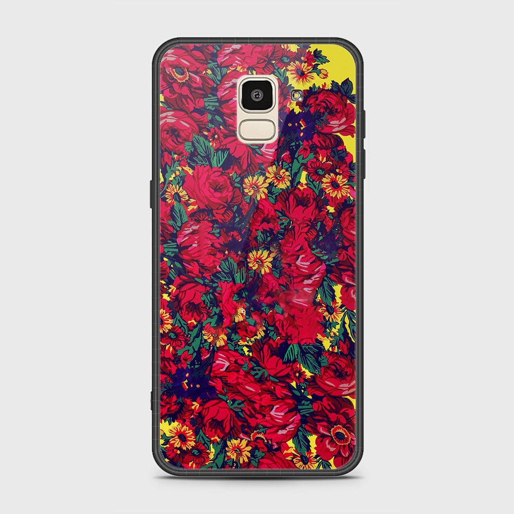 Samsung Galaxy J6 2018 Cover - Floral Series - HQ Ultra Shine Premium Infinity Glass Soft Silicon Borders Case