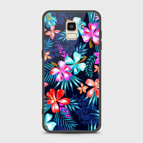 Samsung Galaxy J6 2018 Cover - Floral Series - HQ Ultra Shine Premium Infinity Glass Soft Silicon Borders Case