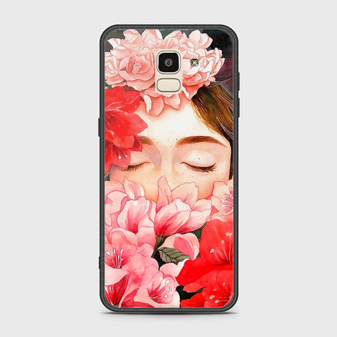 Samsung Galaxy J6 2018 Cover - Floral Series - HQ Ultra Shine Premium Infinity Glass Soft Silicon Borders Case