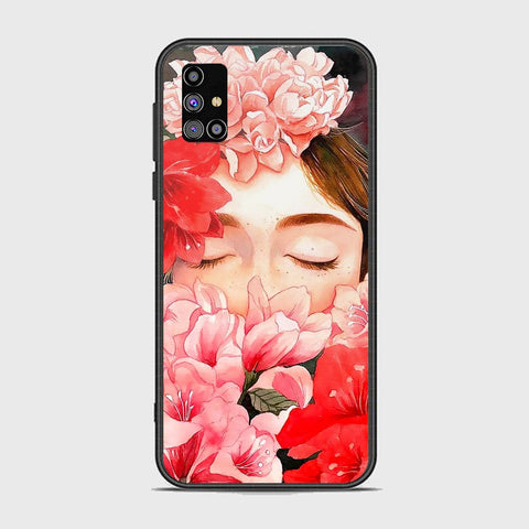 Samsung Galaxy M31s Cover - Floral Series - HQ Ultra Shine Premium Infinity Glass Soft Silicon Borders Case