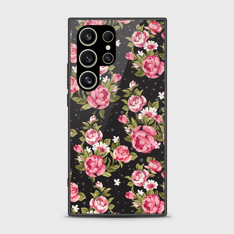 Samsung Galaxy S24 Ultra Cover- Floral Series - HQ Ultra Shine Premium Infinity Glass Soft Silicon Borders Case