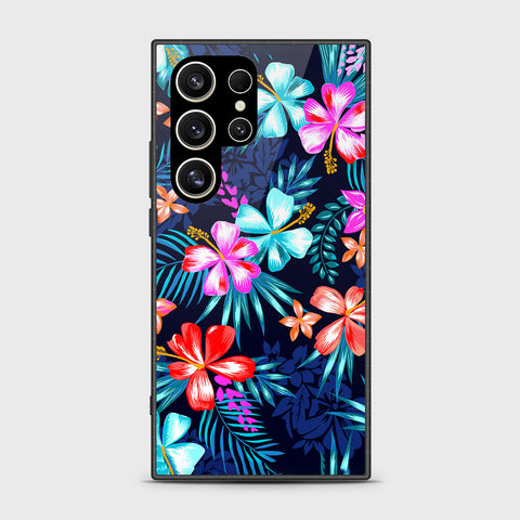 Samsung Galaxy S24 Ultra Cover- Floral Series - HQ Ultra Shine Premium Infinity Glass Soft Silicon Borders Case