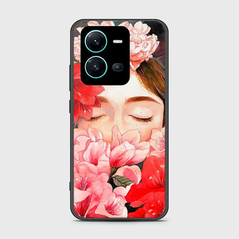 Vivo V25e Cover- Floral Series - HQ Ultra Shine Premium Infinity Glass Soft Silicon Borders Case