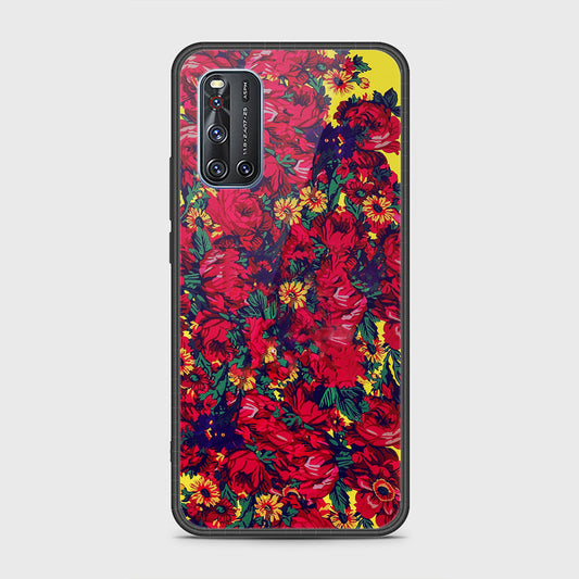 Vivo V19 Cover- Floral Series - HQ Ultra Shine Premium Infinity Glass Soft Silicon Borders Case