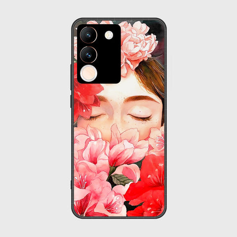 vivo V29e Cover- Floral Series - HQ Ultra Shine Premium Infinity Glass Soft Silicon Borders Case