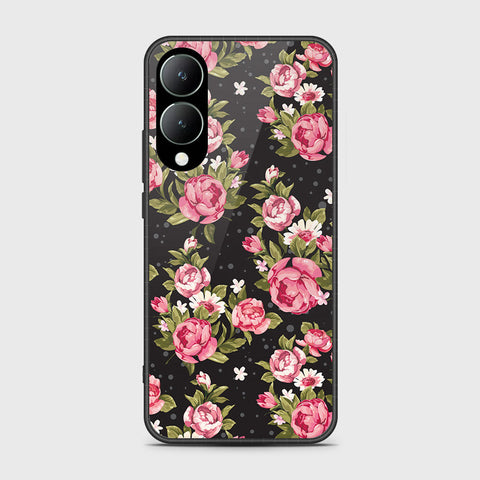 Vivo Y17s Cover- Floral Series - HQ Ultra Shine Premium Infinity Glass Soft Silicon Borders Case