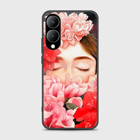 Vivo Y17s Cover- Floral Series - HQ Ultra Shine Premium Infinity Glass Soft Silicon Borders Case