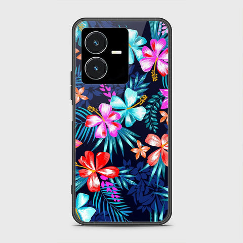 Vivo Y22 Cover- Floral Series - HQ Ultra Shine Premium Infinity Glass Soft Silicon Borders Case