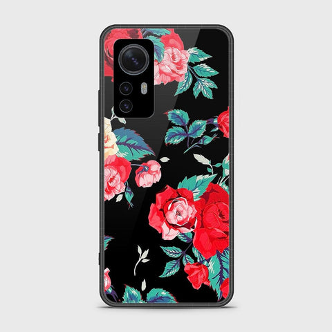 Xiaomi 12 Cover- Floral Series - HQ Ultra Shine Premium Infinity Glass Soft Silicon Borders Case