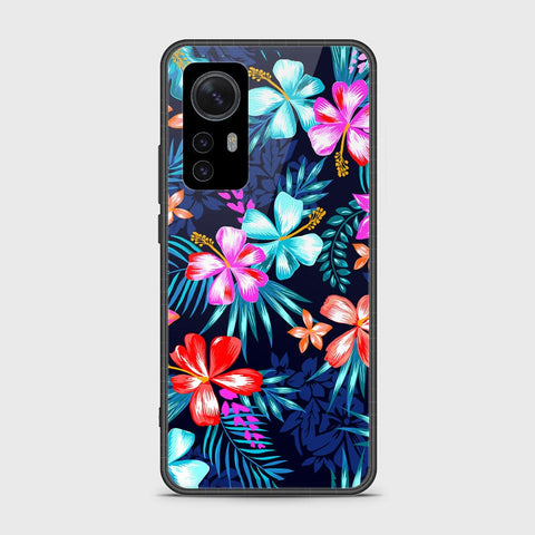 Xiaomi 12 Cover- Floral Series - HQ Ultra Shine Premium Infinity Glass Soft Silicon Borders Case