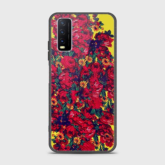 Vivo Y20i Cover - Floral Series - HQ Ultra Shine Premium Infinity Glass Soft Silicon Borders Case