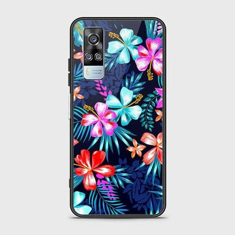 Vivo Y51a Cover - Floral Series - HQ Ultra Shine Premium Infinity Glass Soft Silicon Borders Case