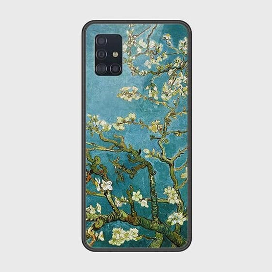 Samsung Galaxy A51 Cover - Floral Series 2 - HQ Ultra Shine Premium Infinity Glass Soft Silicon Borders Case