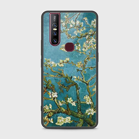 Vivo V15 Cover - Floral Series 2 - HQ Ultra Shine Premium Infinity Glass Soft Silicon Borders Case