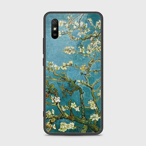 Xiaomi Redmi 9A Cover - Floral Series 2 - HQ Ultra Shine Premium Infinity Glass Soft Silicon Borders Case