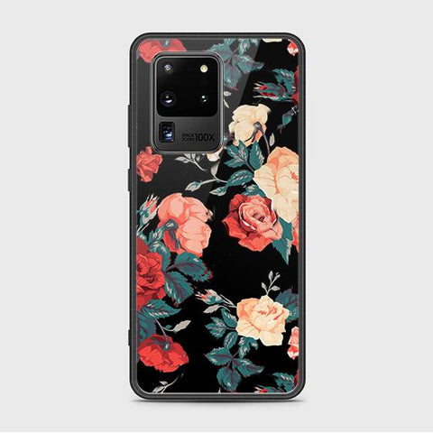 Samsung Galaxy S20 Ultra Cover - Floral Series 2 - HQ Ultra Shine Premium Infinity Glass Soft Silicon Borders Case