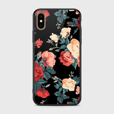 iPhone XS Cover - Floral Series 2 - HQ Ultra Shine Premium Infinity Glass Soft Silicon Borders Case