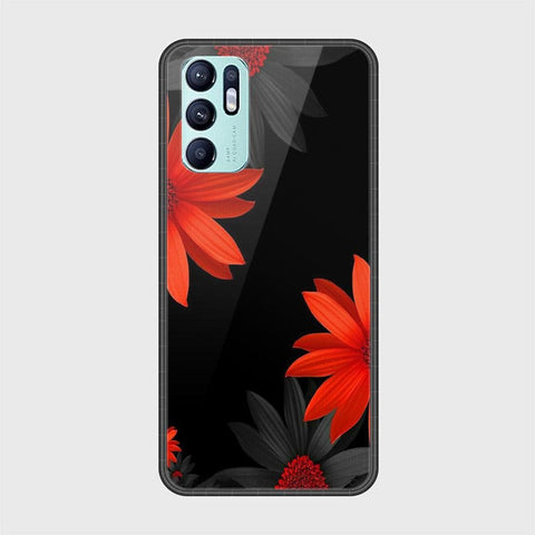 Oppo Reno 6 Cover - Floral Series 2 - HQ Ultra Shine Premium Infinity Glass Soft Silicon Borders Case