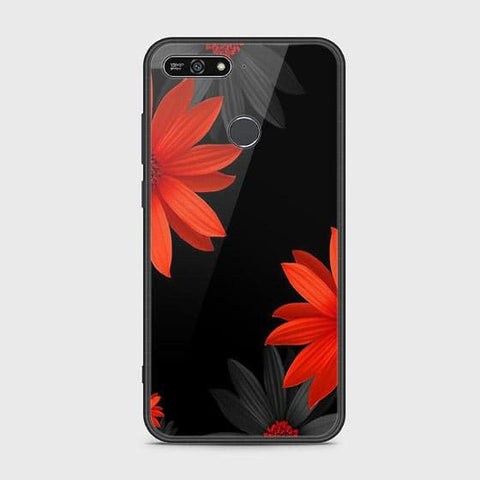 Honor 7A Cover - Floral Series 2 - HQ Ultra Shine Premium Infinity Glass Soft Silicon Borders Case