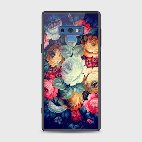 Samsung Galaxy Note 9 Cover - Floral Series 2 - HQ Ultra Shine Premium Infinity Glass Soft Silicon Borders Case