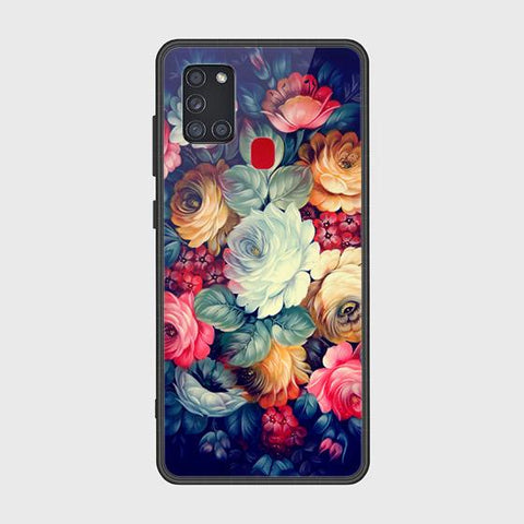 Samsung Galaxy A21s Cover - Floral Series 2 - HQ Ultra Shine Premium Infinity Glass Soft Silicon Borders Case