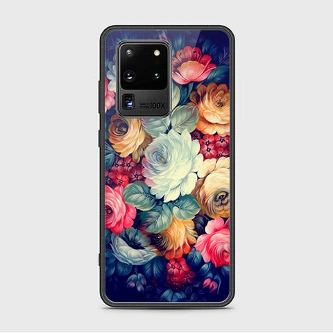 Samsung Galaxy S20 Ultra Cover - Floral Series 2 - HQ Ultra Shine Premium Infinity Glass Soft Silicon Borders Case